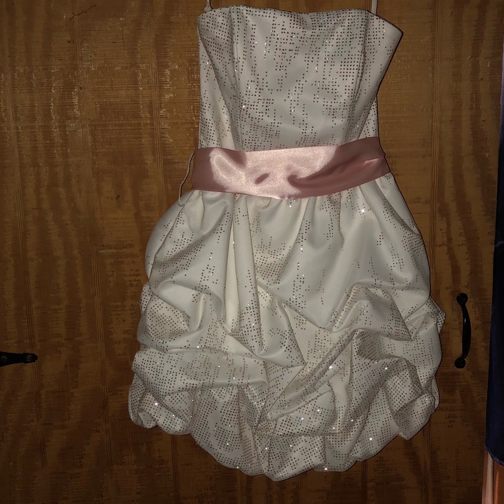 White mini formal dress.
